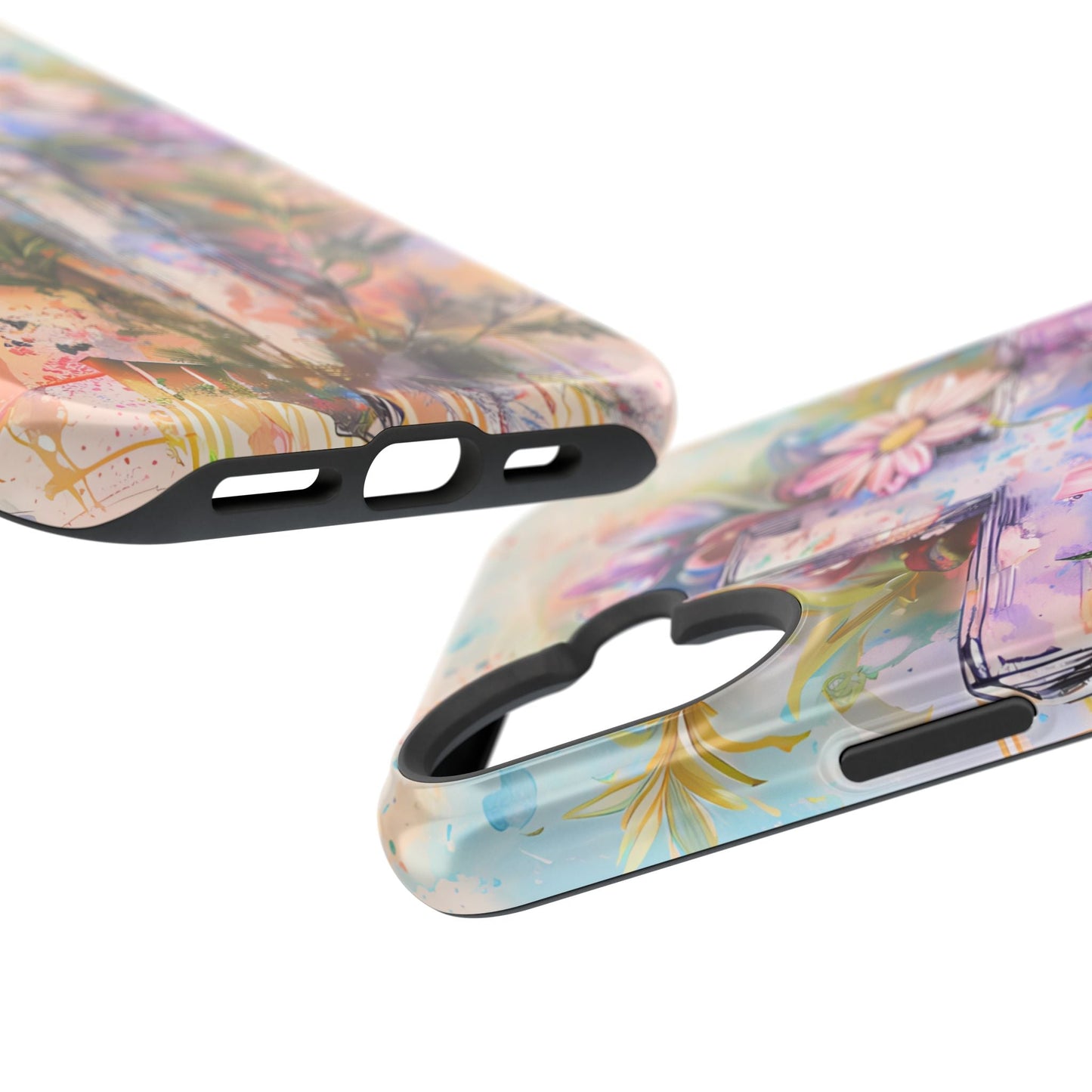 Watercolor Cross & Floral Art - MagSafe iPhone Case, Inspirational & Protective - BOGO Cases