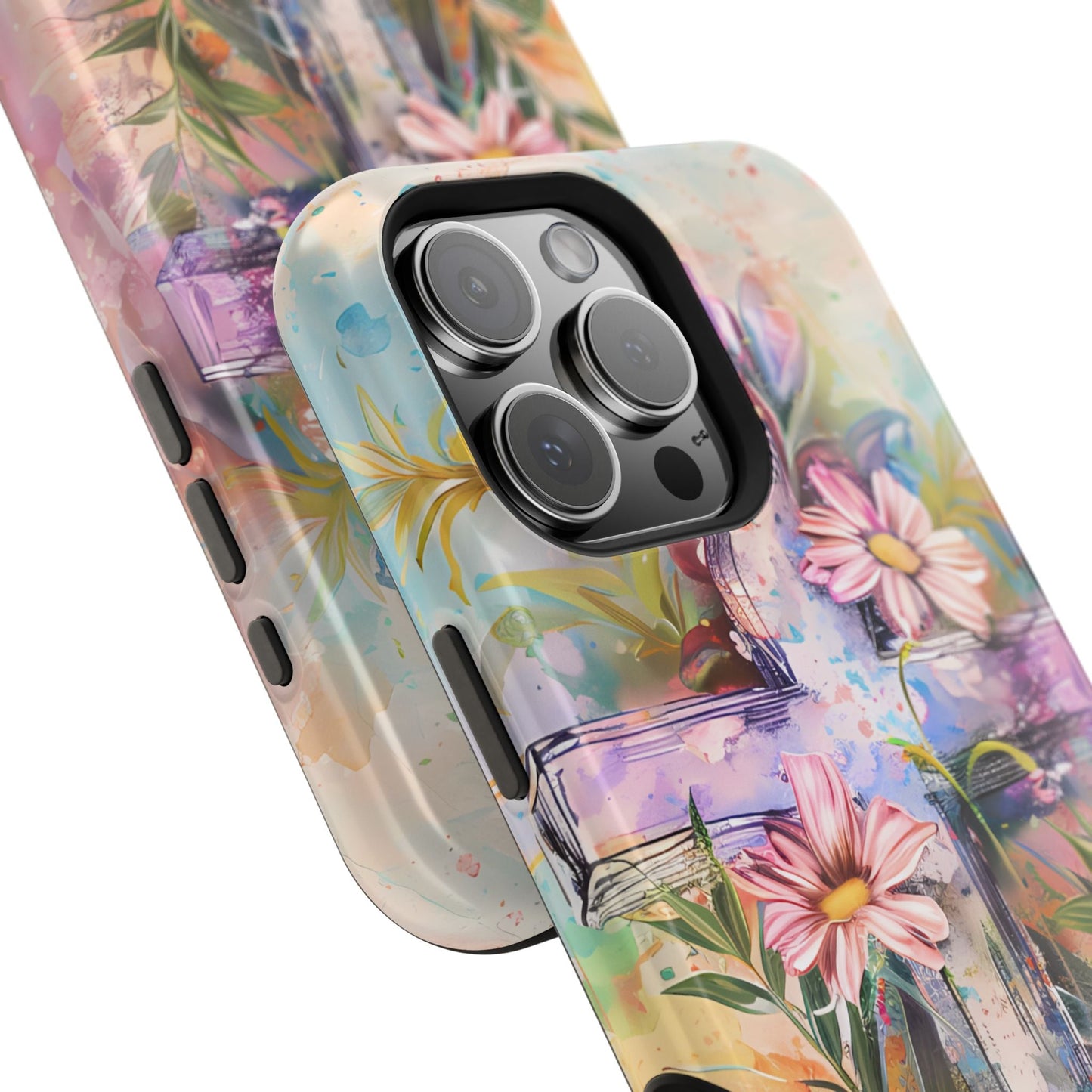 Watercolor Cross & Floral Art - MagSafe iPhone Case, Inspirational & Protective - BOGO Cases