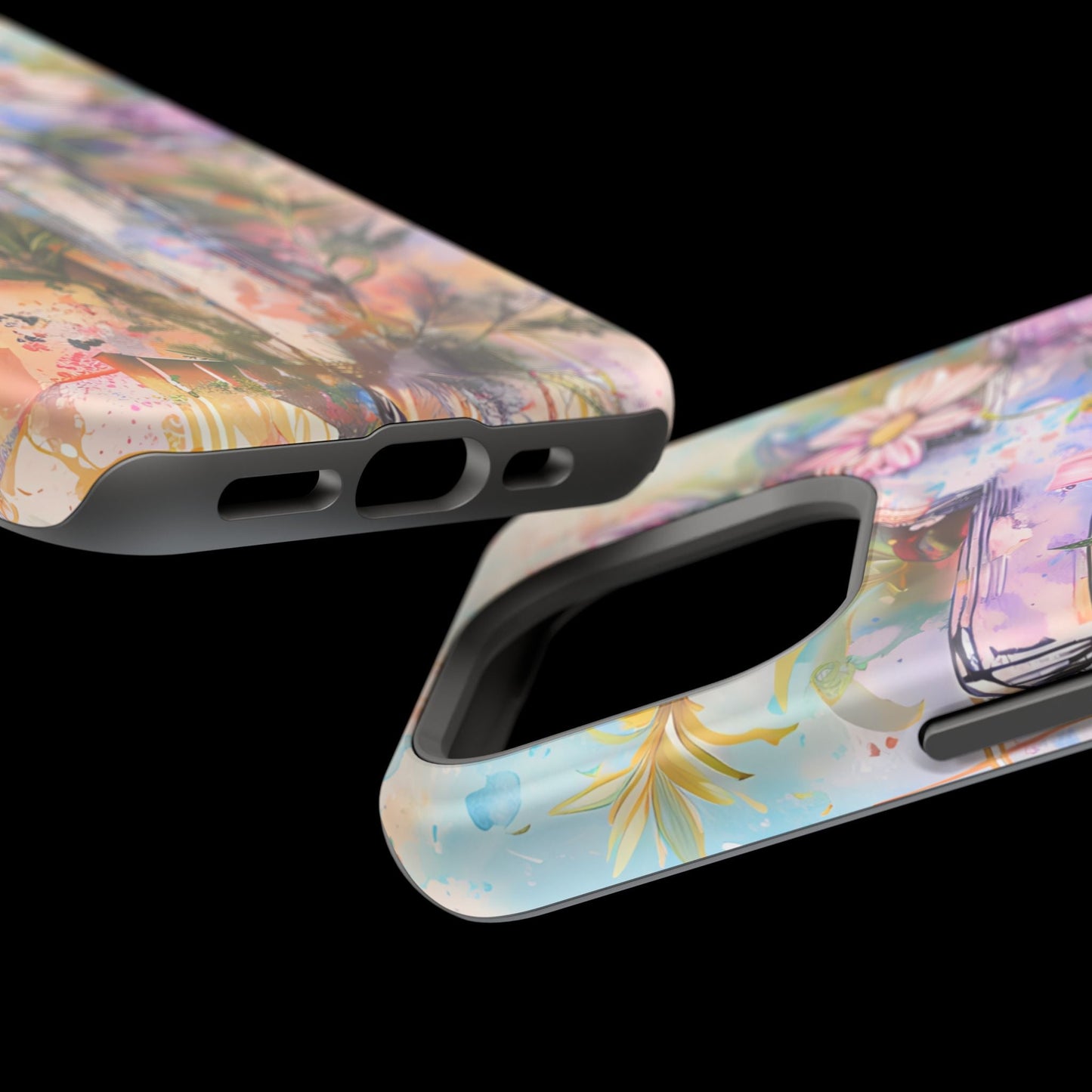 Watercolor Cross & Floral Art - MagSafe iPhone Case, Inspirational & Protective - BOGO Cases