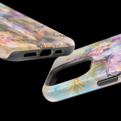 Watercolor Cross & Floral Art - MagSafe iPhone Case, Inspirational & Protective - BOGO Cases
