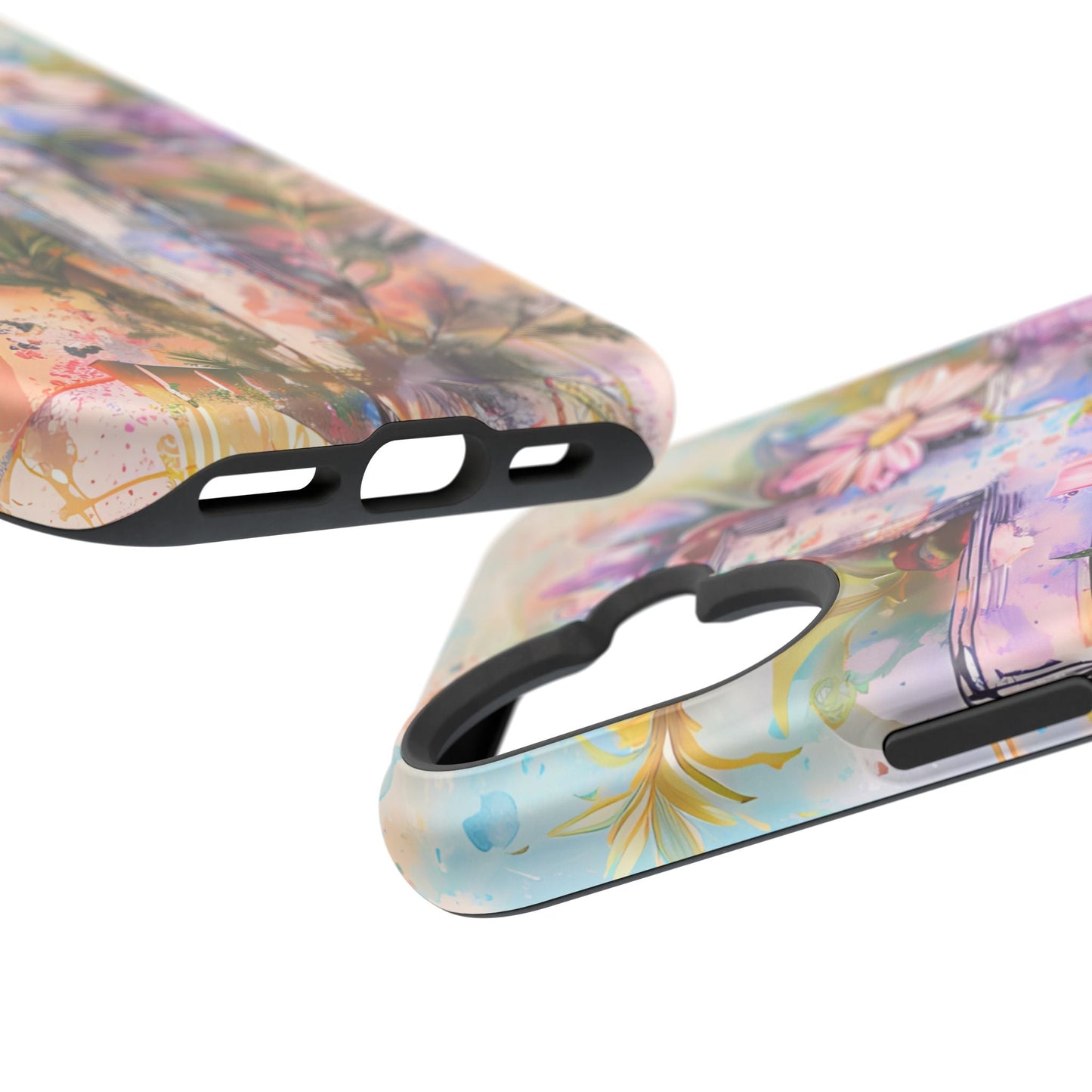 Watercolor Cross & Floral Art - MagSafe iPhone Case, Inspirational & Protective - BOGO Cases