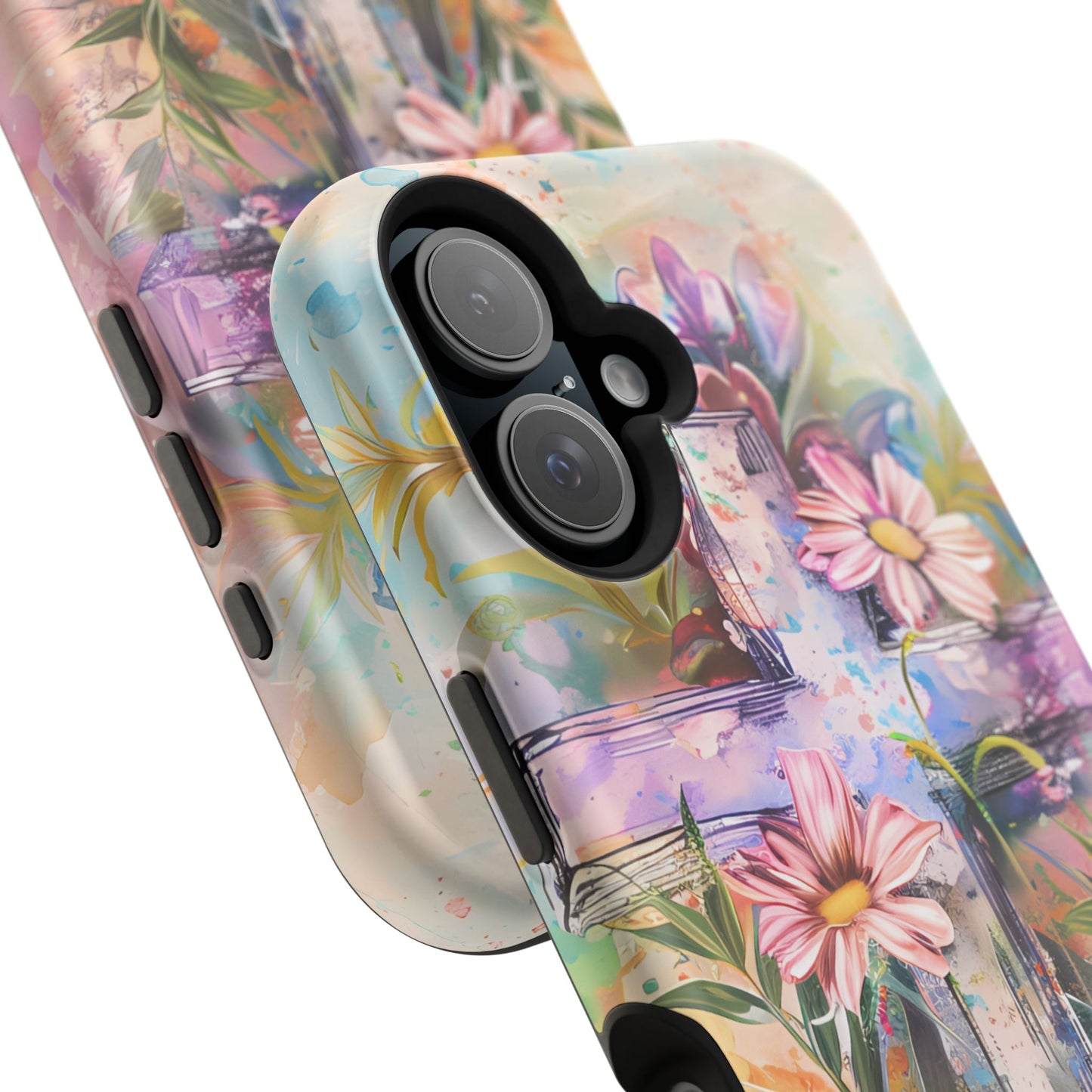Watercolor Cross & Floral Art - MagSafe iPhone Case, Inspirational & Protective - BOGO Cases