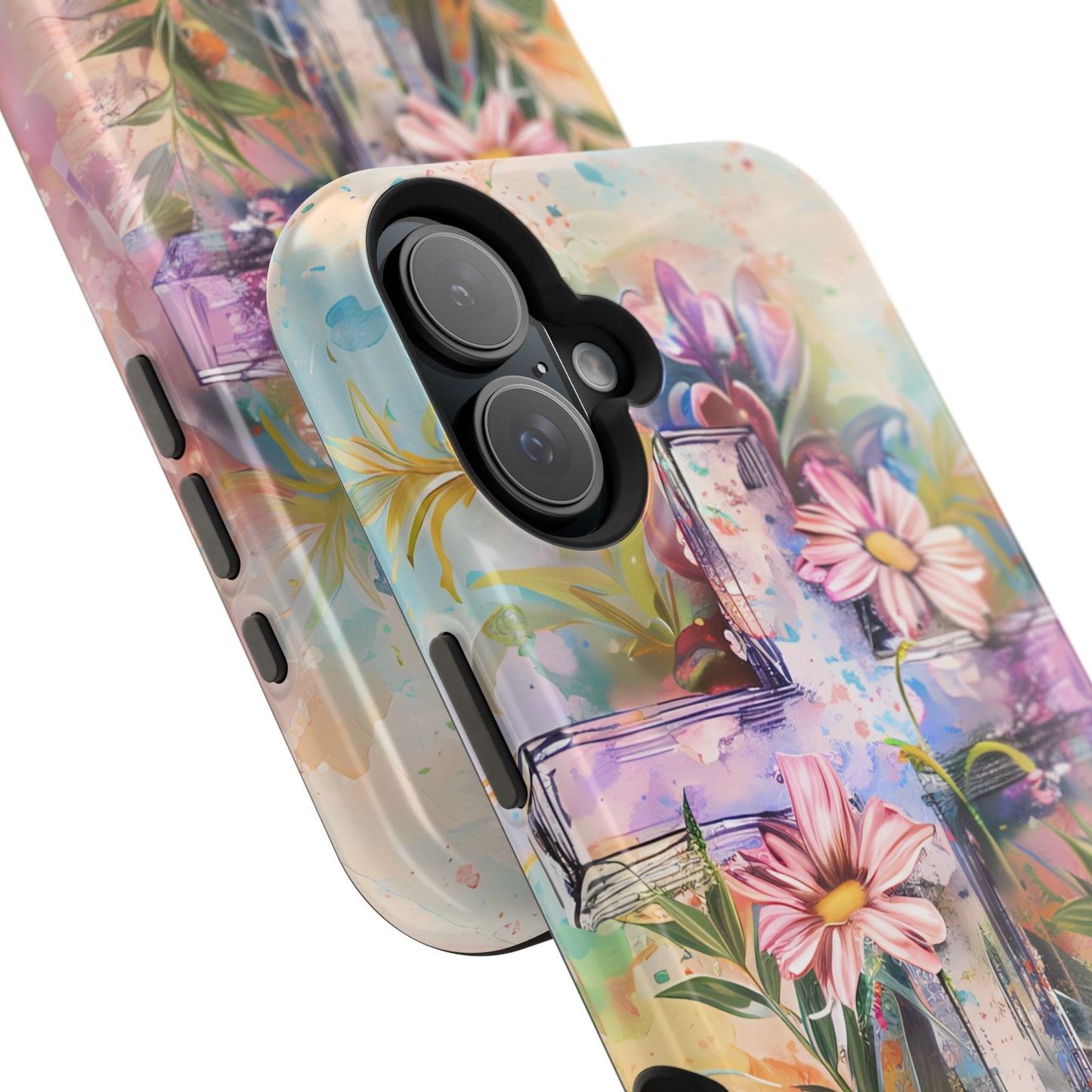 Watercolor Cross & Floral Art - MagSafe iPhone Case, Inspirational & Protective - BOGO Cases