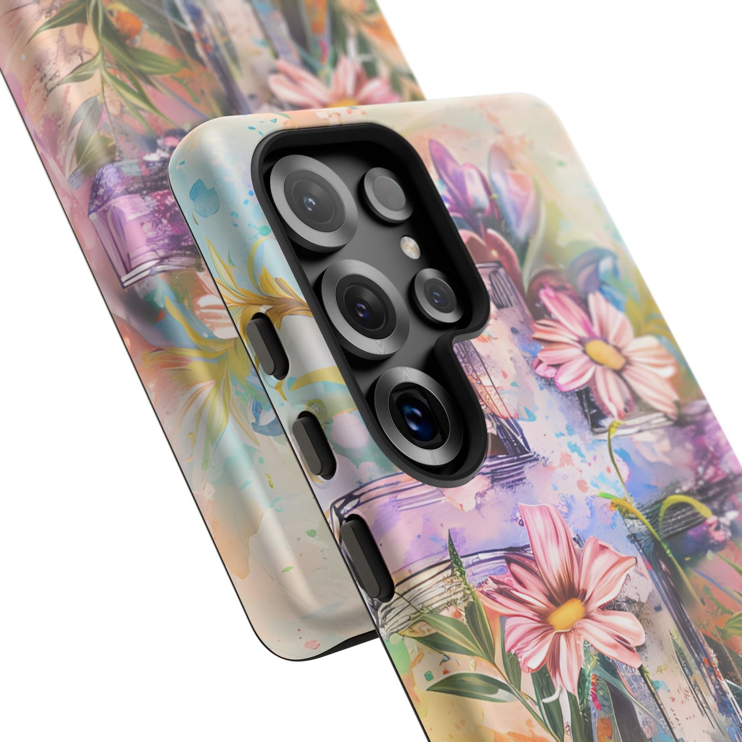 Watercolor Cross & Floral Art - Samsung Galaxy Case, Inspirational & Protective - BOGO Cases