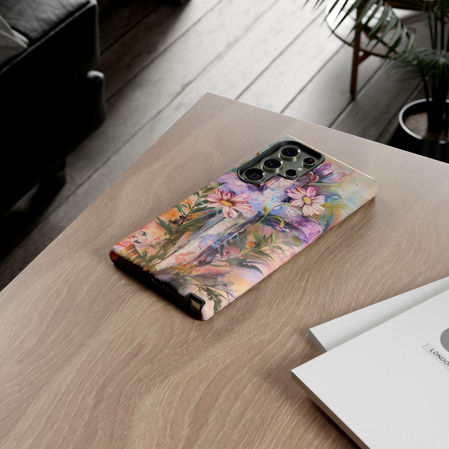 Watercolor Cross & Floral Art - Samsung Galaxy Case, Inspirational & Protective - BOGO Cases
