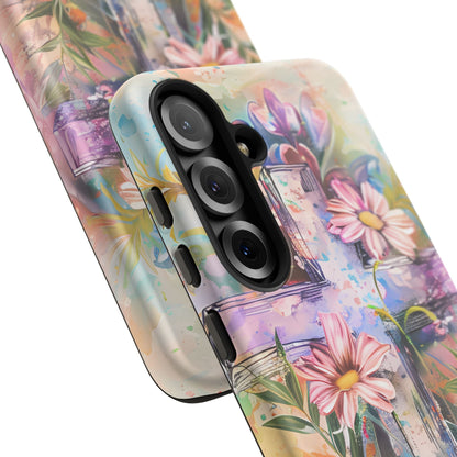 Watercolor Cross & Floral Art - Samsung Galaxy Case, Inspirational & Protective - BOGO Cases