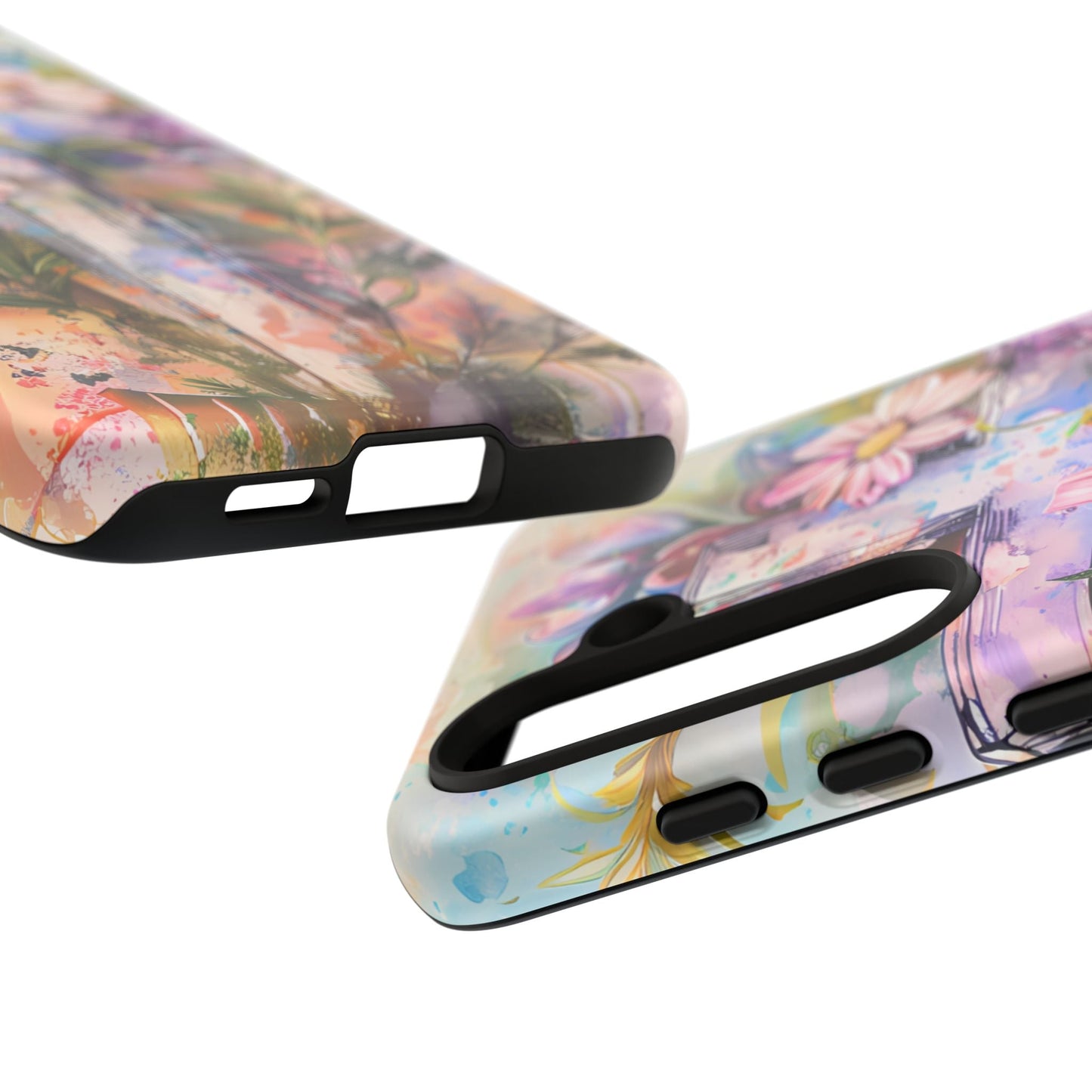 Watercolor Cross & Floral Art - Samsung Galaxy Case, Inspirational & Protective - BOGO Cases