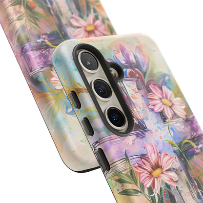 Watercolor Cross & Floral Art - Samsung Galaxy Case, Inspirational & Protective - BOGO Cases