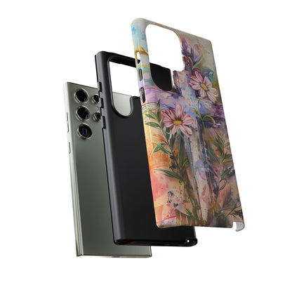 Watercolor Cross & Floral Art - Samsung Galaxy Case, Inspirational & Protective - BOGO Cases