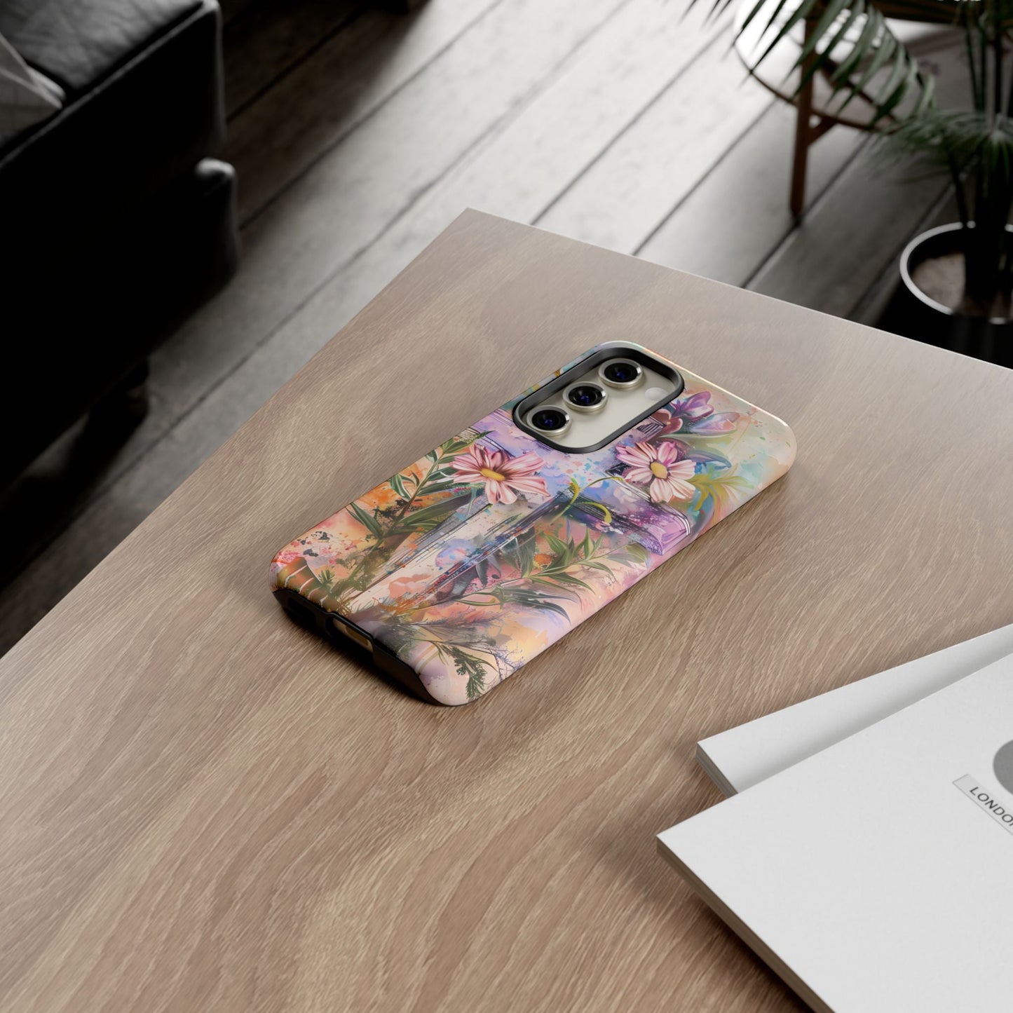 Watercolor Cross & Floral Art - Samsung Galaxy Case, Inspirational & Protective - BOGO Cases