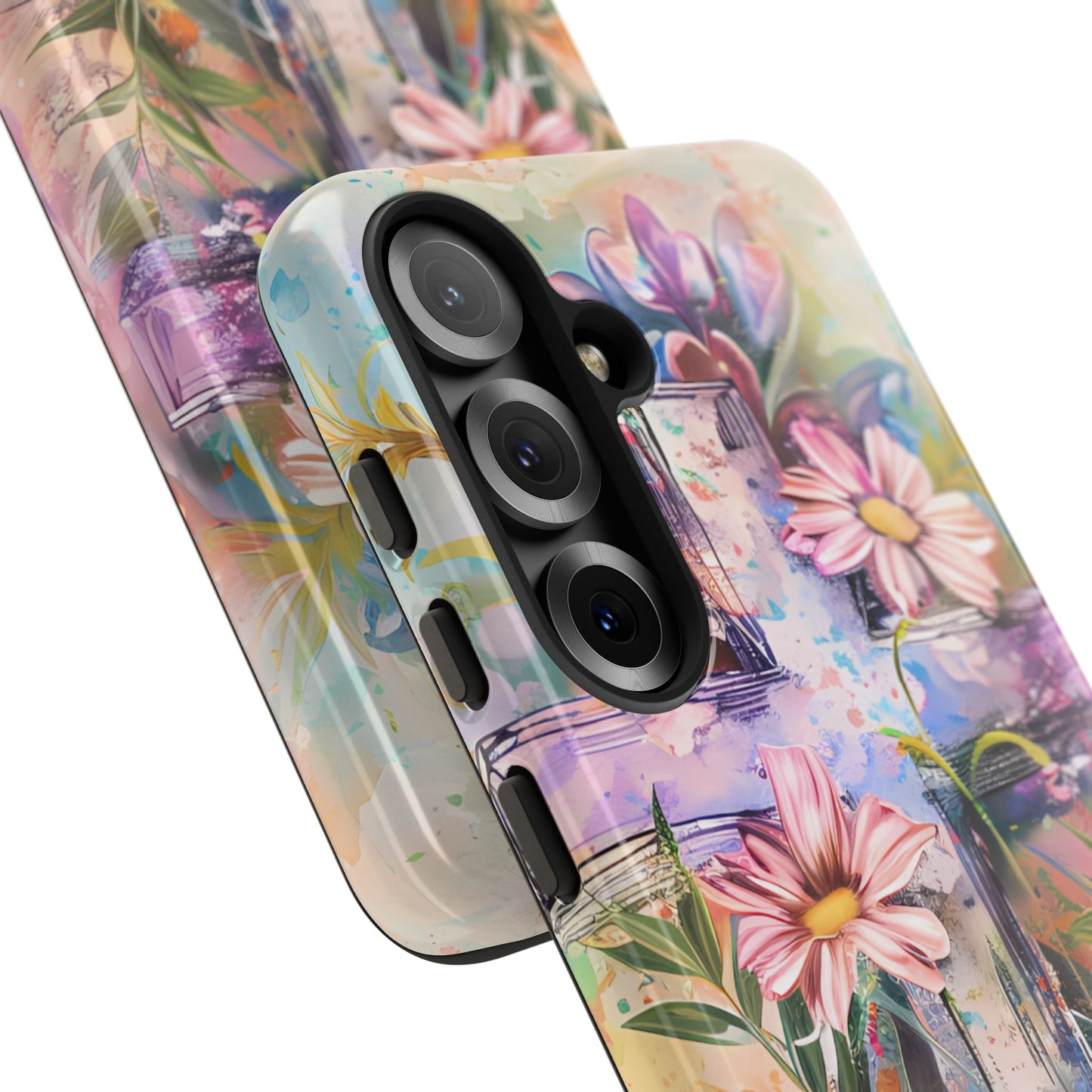 Watercolor Cross & Floral Art - Samsung Galaxy Case, Inspirational & Protective - BOGO Cases