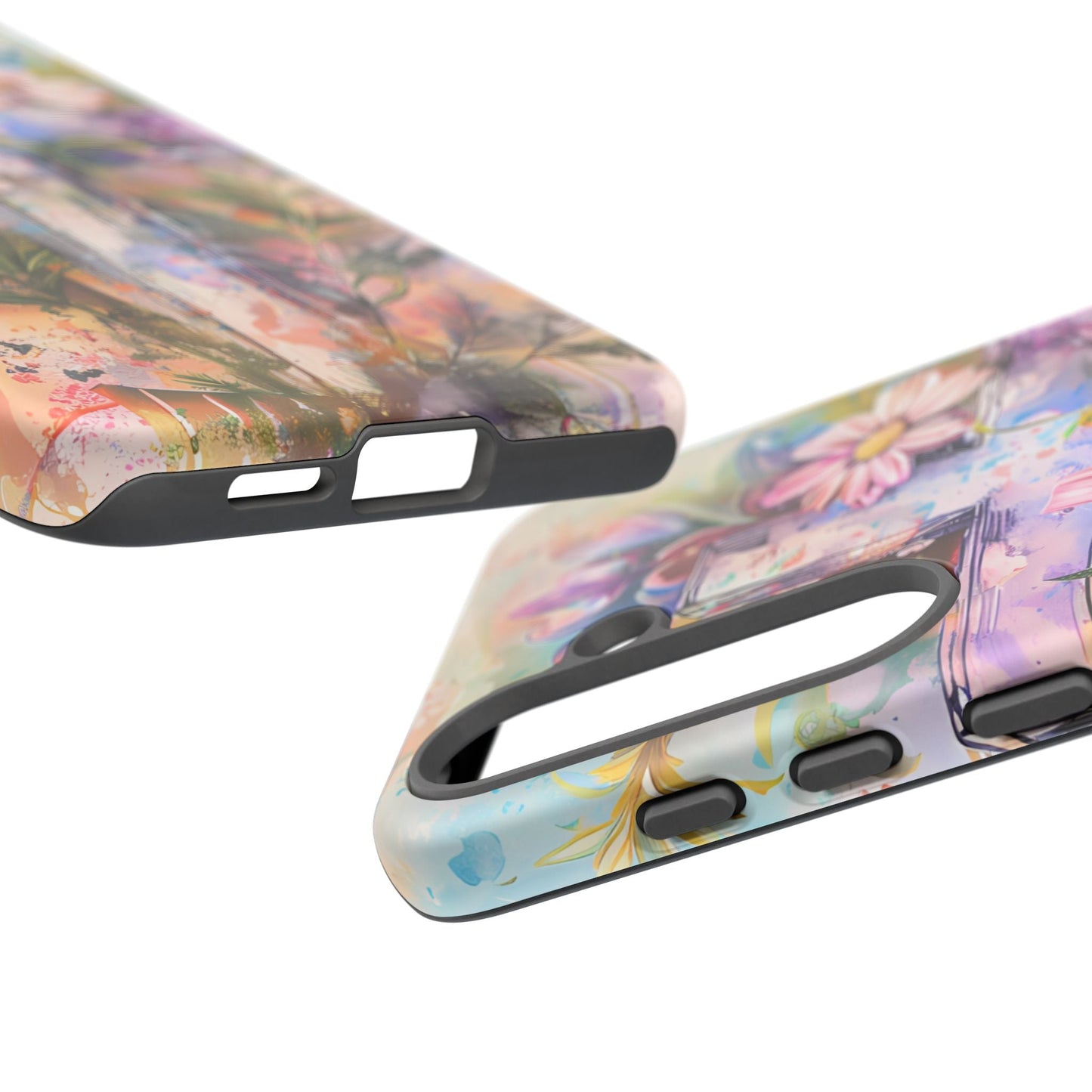 Watercolor Cross & Floral Art - Samsung Galaxy Case, Inspirational & Protective - BOGO Cases