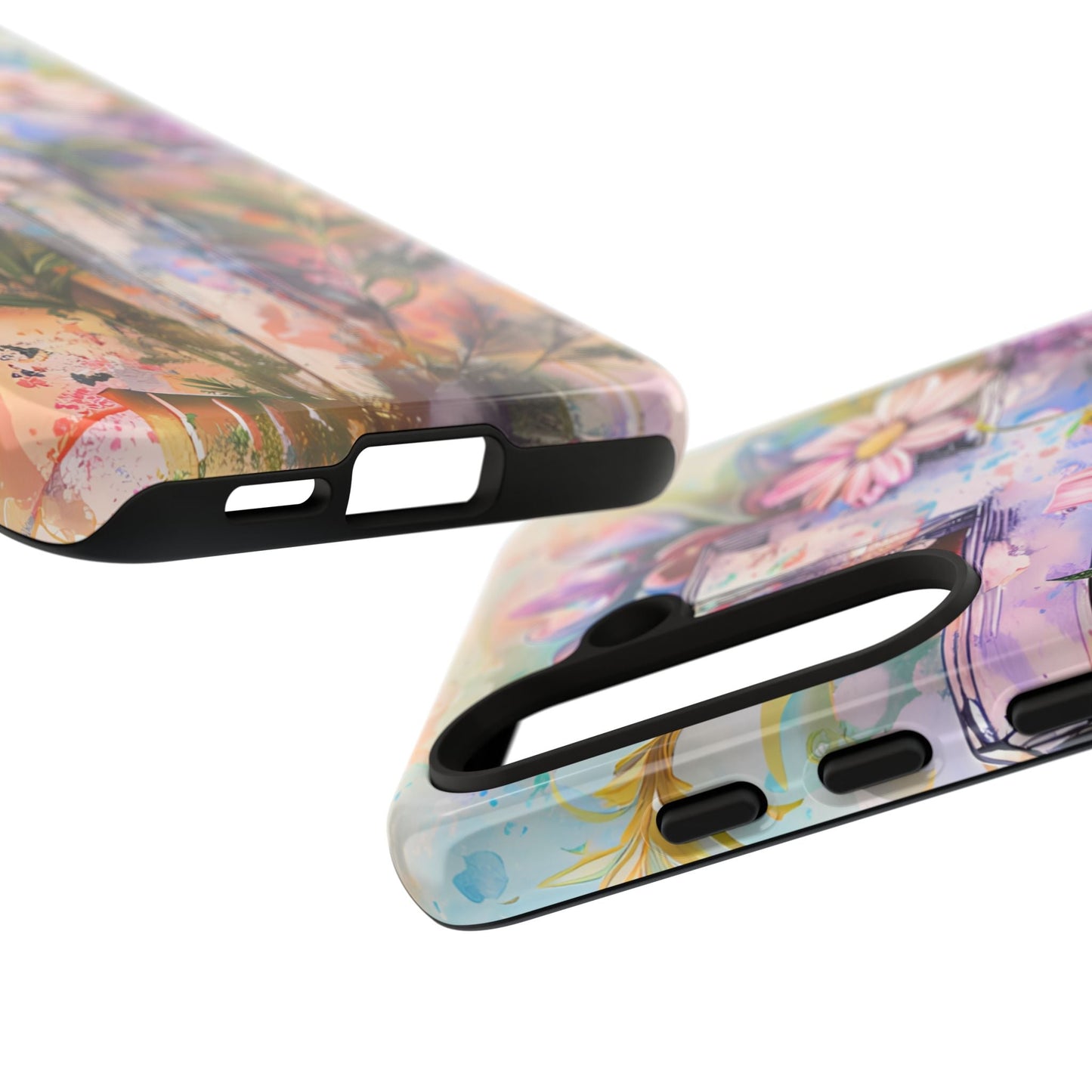 Watercolor Cross & Floral Art - Samsung Galaxy Case, Inspirational & Protective - BOGO Cases