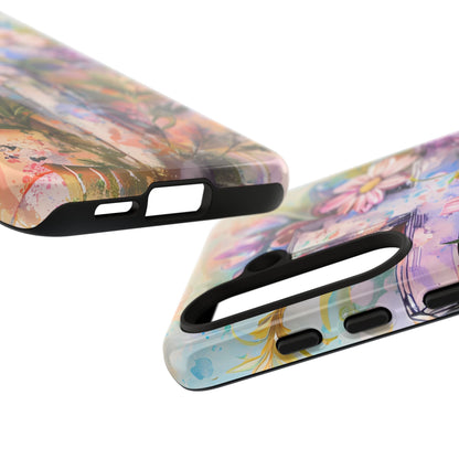 Watercolor Cross & Floral Art - Samsung Galaxy Case, Inspirational & Protective - BOGO Cases
