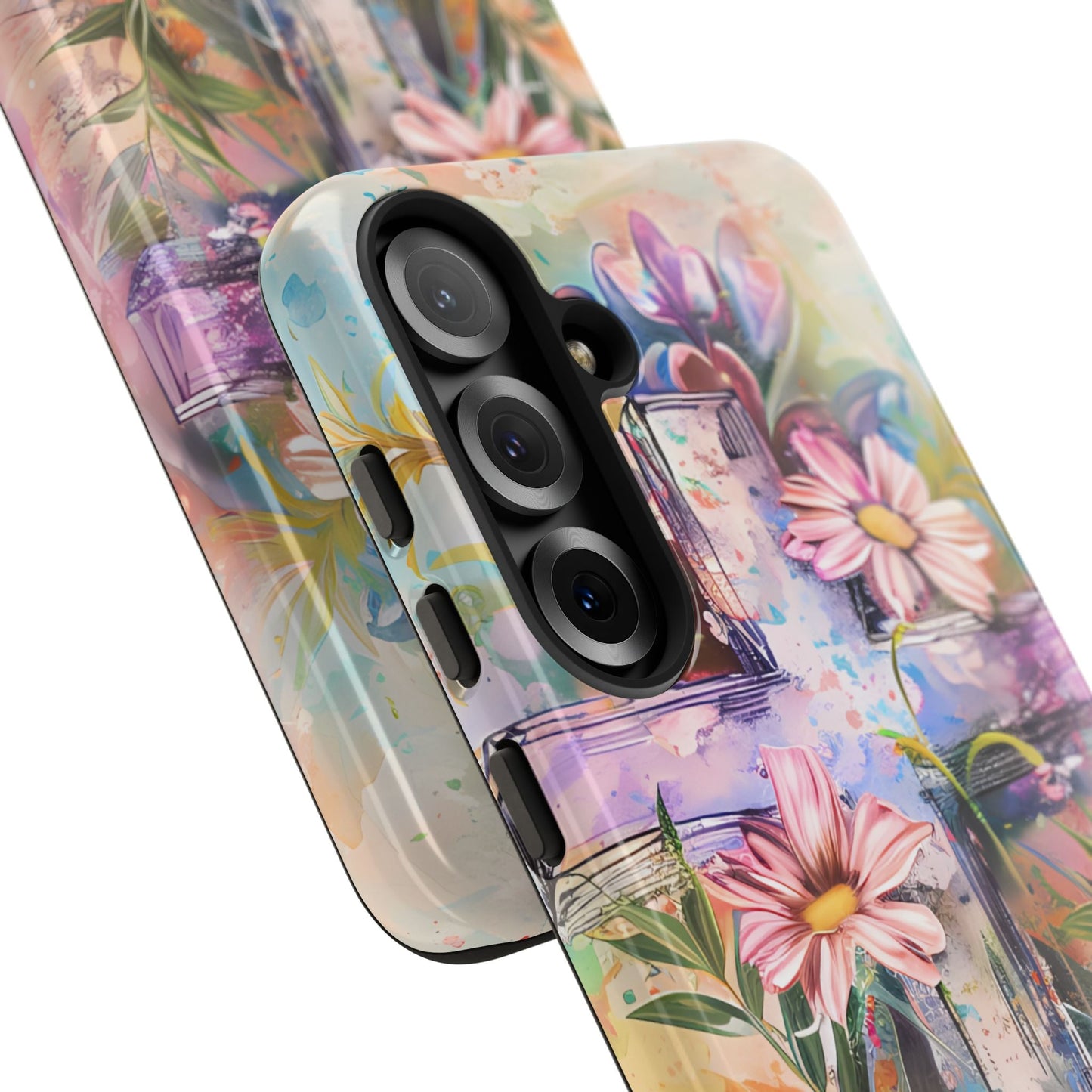 Watercolor Cross & Floral Art - Samsung Galaxy Case, Inspirational & Protective - BOGO Cases