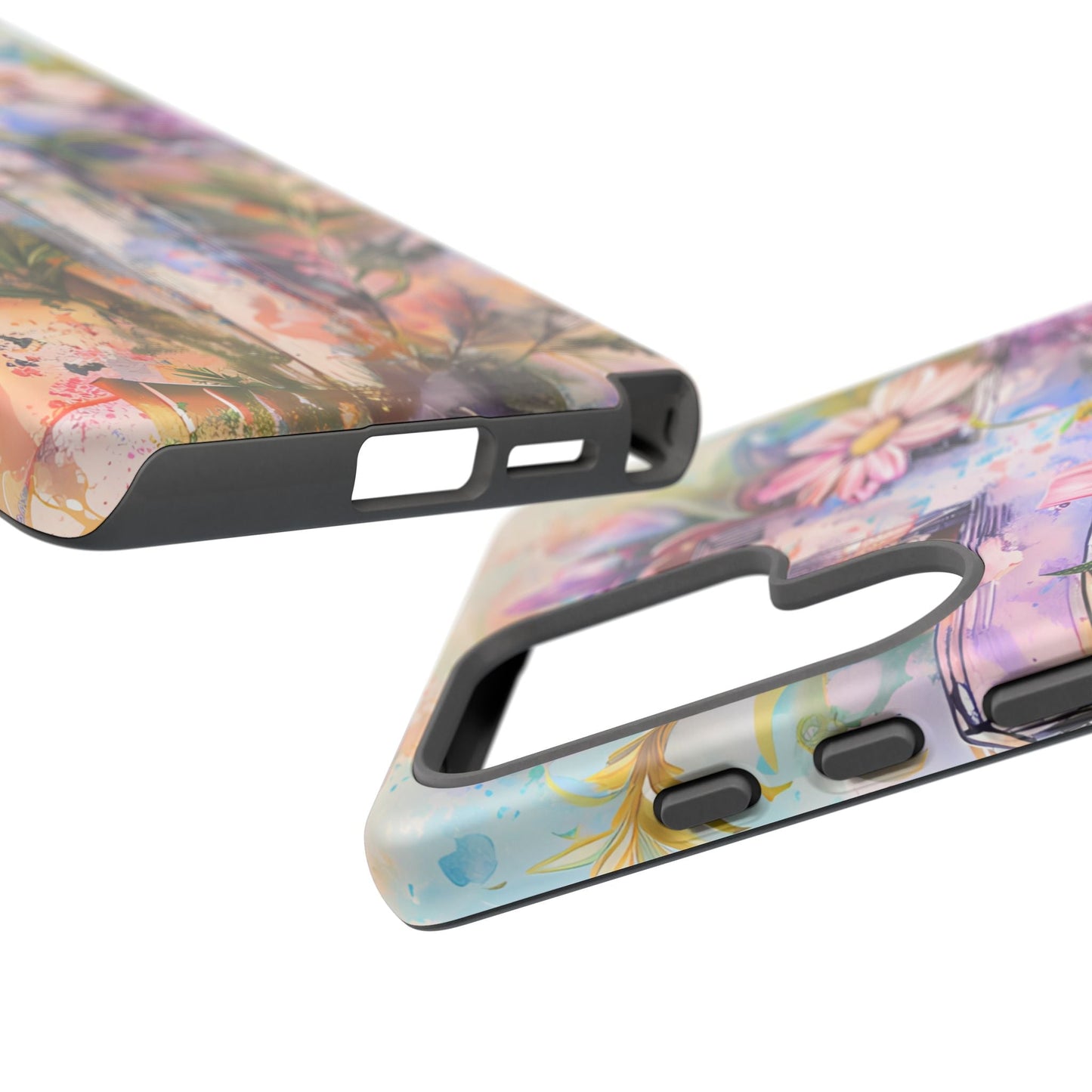 Watercolor Cross & Floral Art - Samsung Galaxy Case, Inspirational & Protective - BOGO Cases