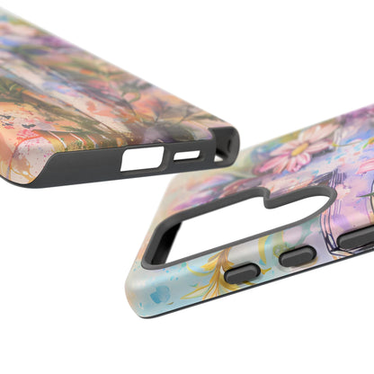 Watercolor Cross & Floral Art - Samsung Galaxy Case, Inspirational & Protective - BOGO Cases