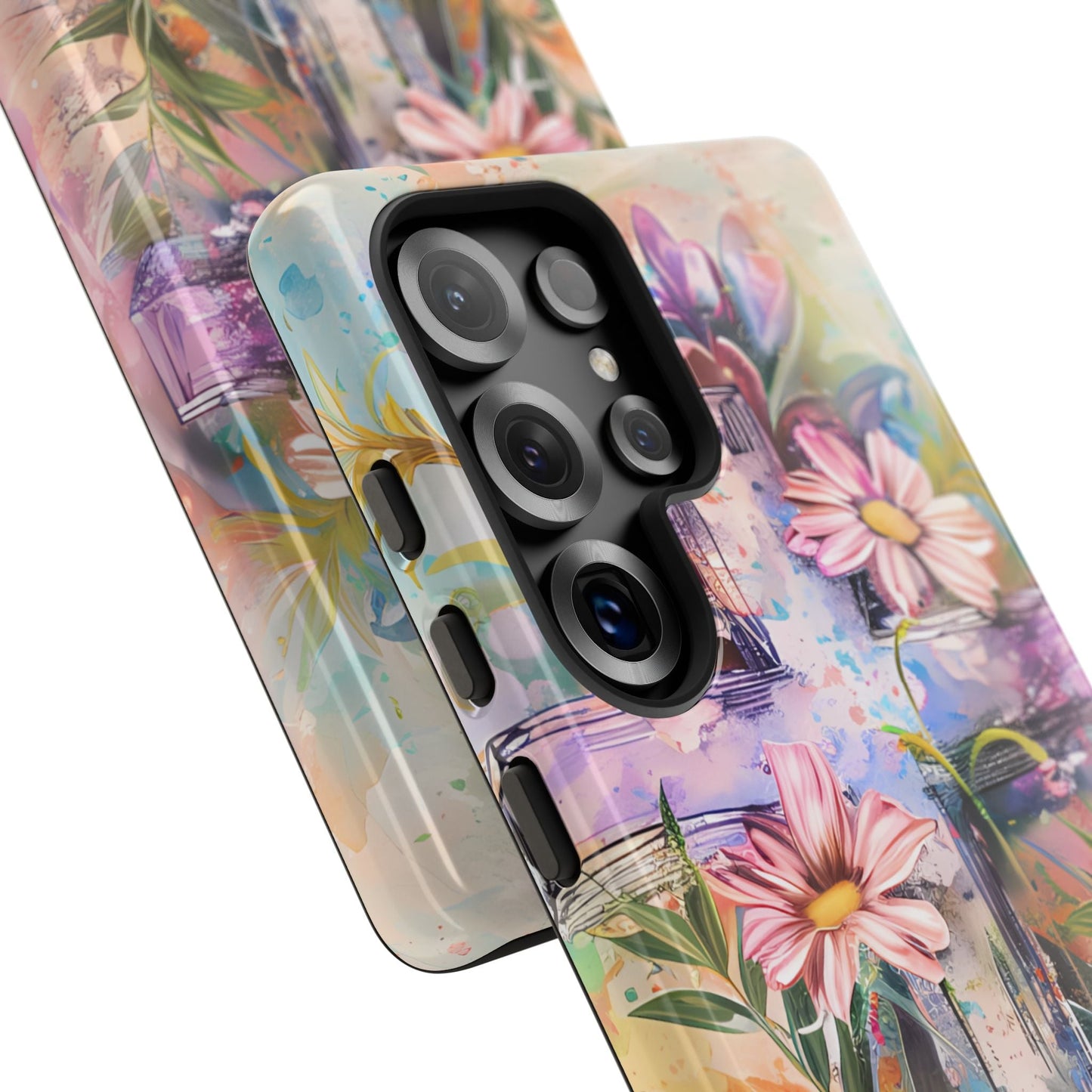 Watercolor Cross & Floral Art - Samsung Galaxy Case, Inspirational & Protective - BOGO Cases