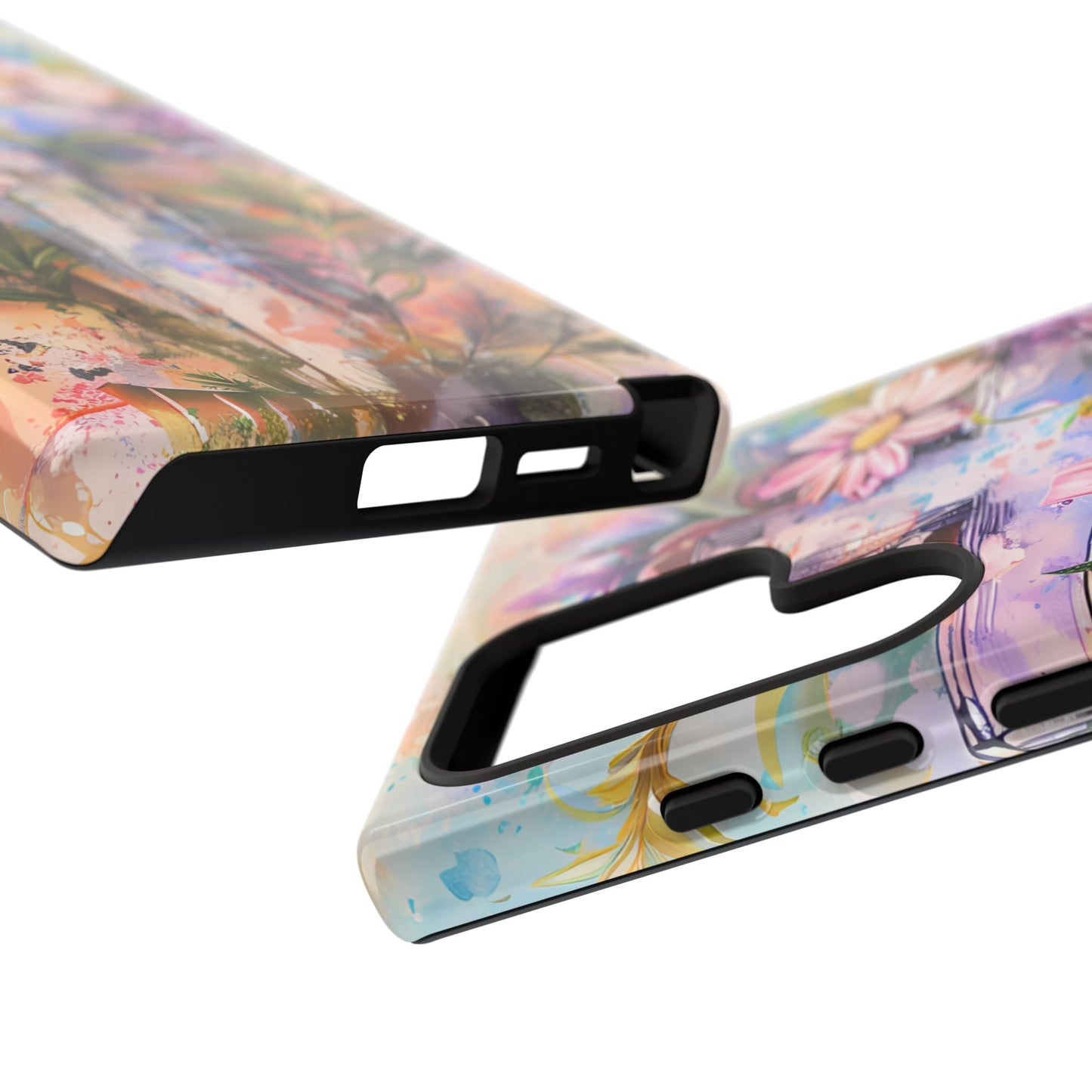 Watercolor Cross & Floral Art - Samsung Galaxy Case, Inspirational & Protective - BOGO Cases