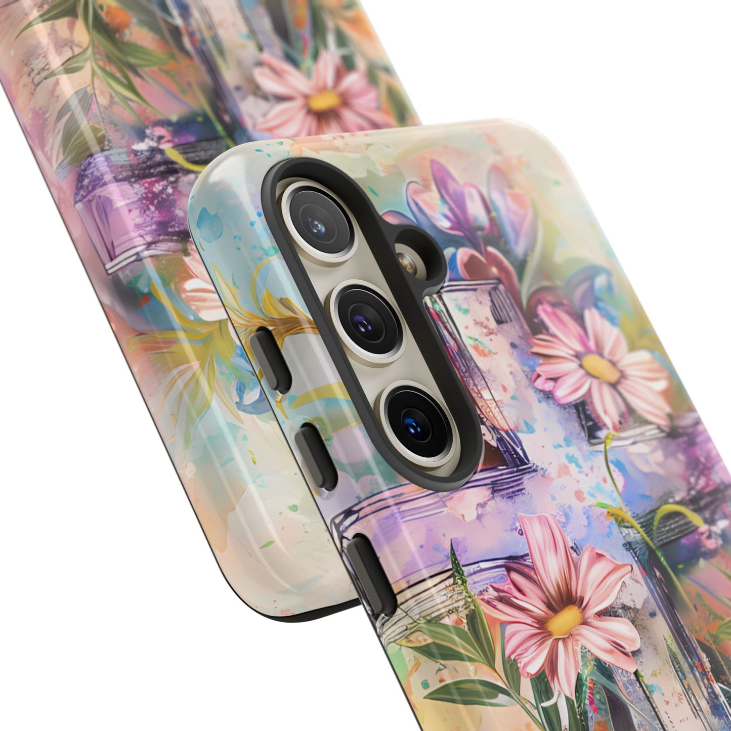 Watercolor Cross & Floral Art - Samsung Galaxy Case, Inspirational & Protective - BOGO Cases