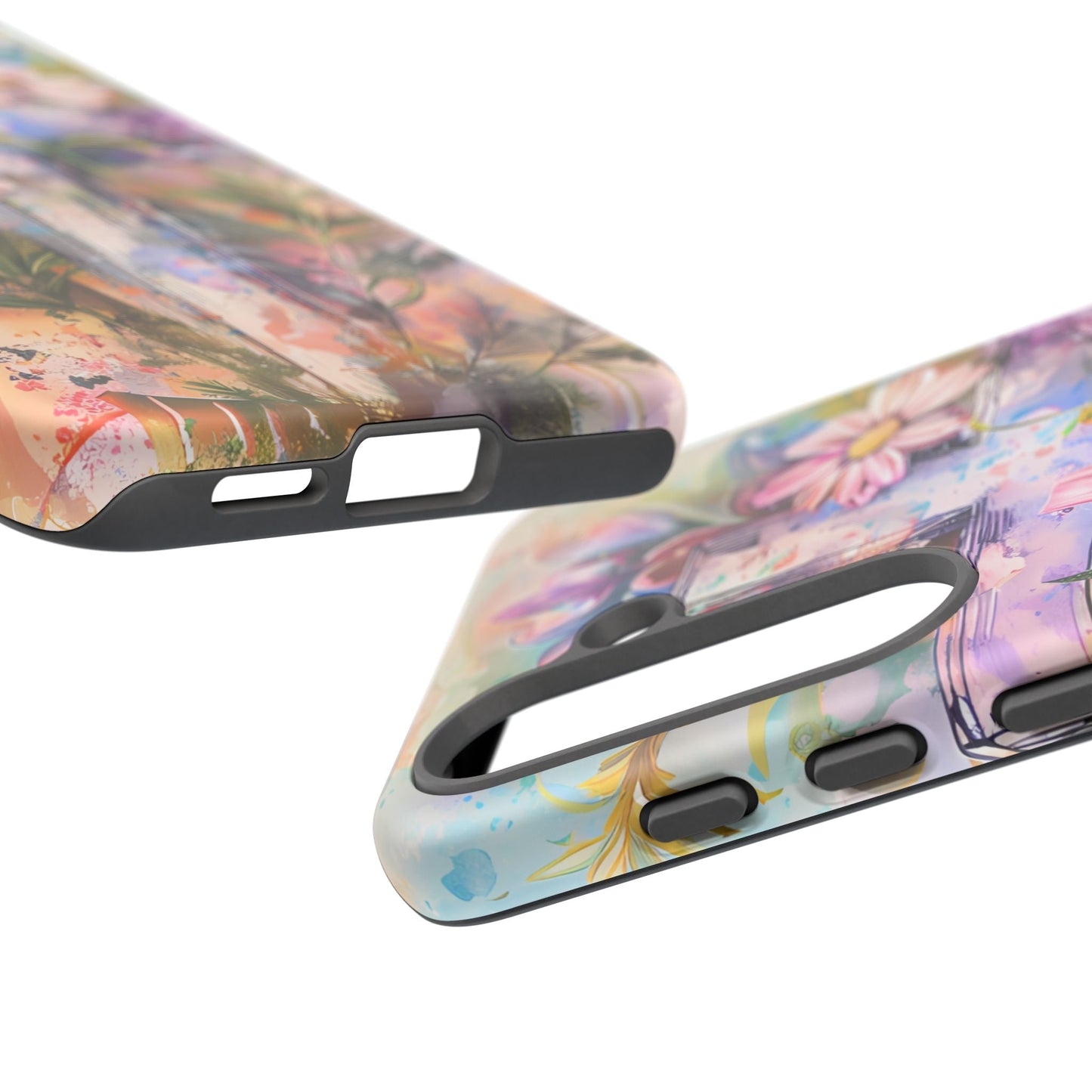Watercolor Cross & Floral Art - Samsung Galaxy Case, Inspirational & Protective - BOGO Cases