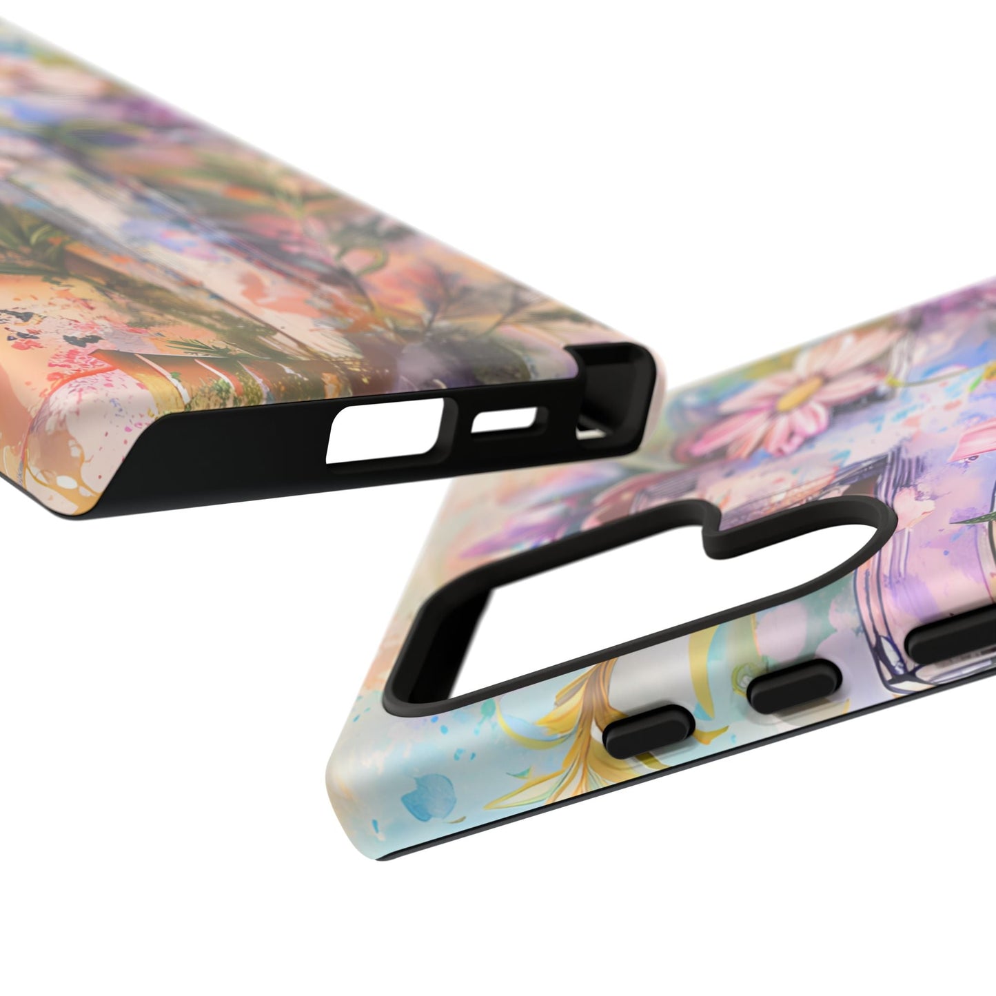 Watercolor Cross & Floral Art - Samsung Galaxy Case, Inspirational & Protective - BOGO Cases