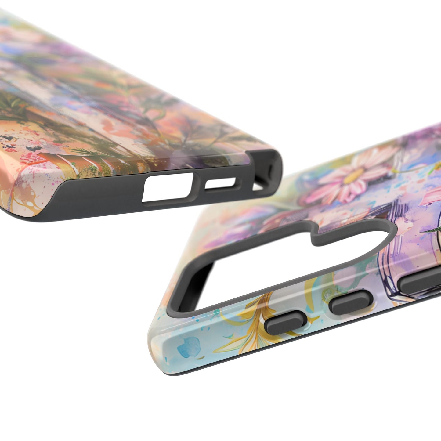 Watercolor Cross & Floral Art - Samsung Galaxy Case, Inspirational & Protective - BOGO Cases