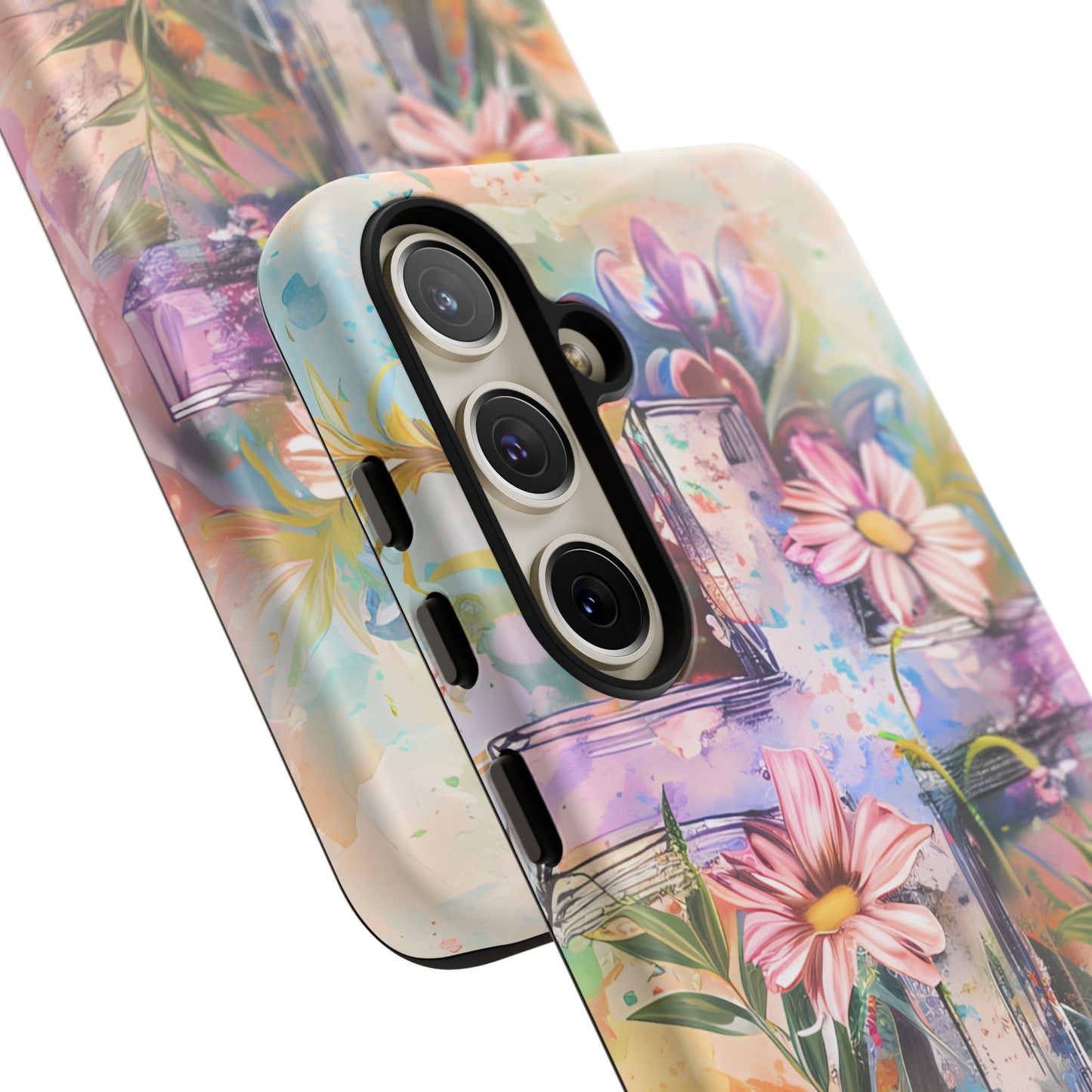 Watercolor Cross & Floral Art - Samsung Galaxy Case, Inspirational & Protective - BOGO Cases