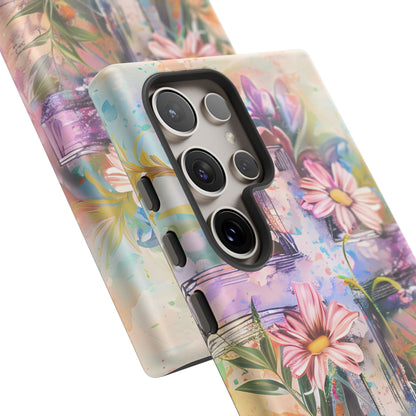 Watercolor Cross & Floral Art - Samsung Galaxy Case, Inspirational & Protective - BOGO Cases