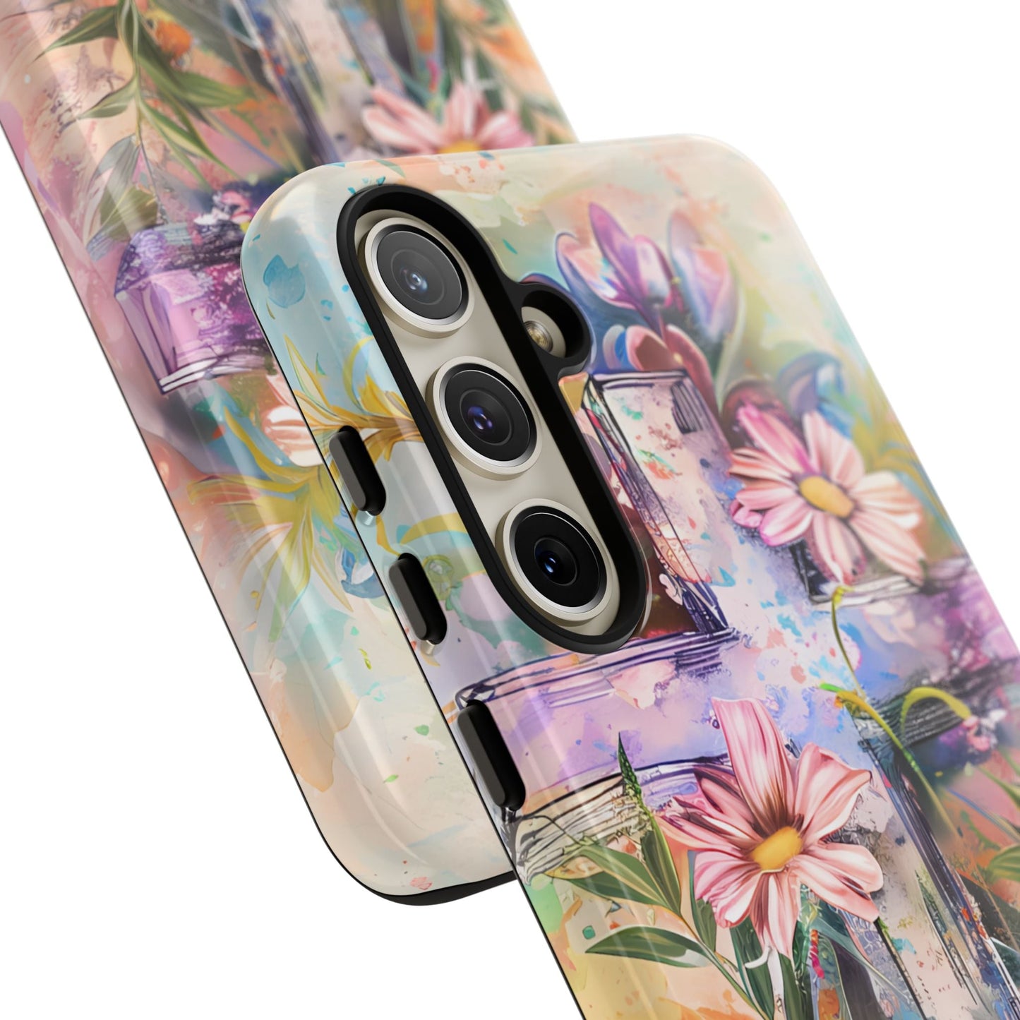 Watercolor Cross & Floral Art - Samsung Galaxy Case, Inspirational & Protective - BOGO Cases