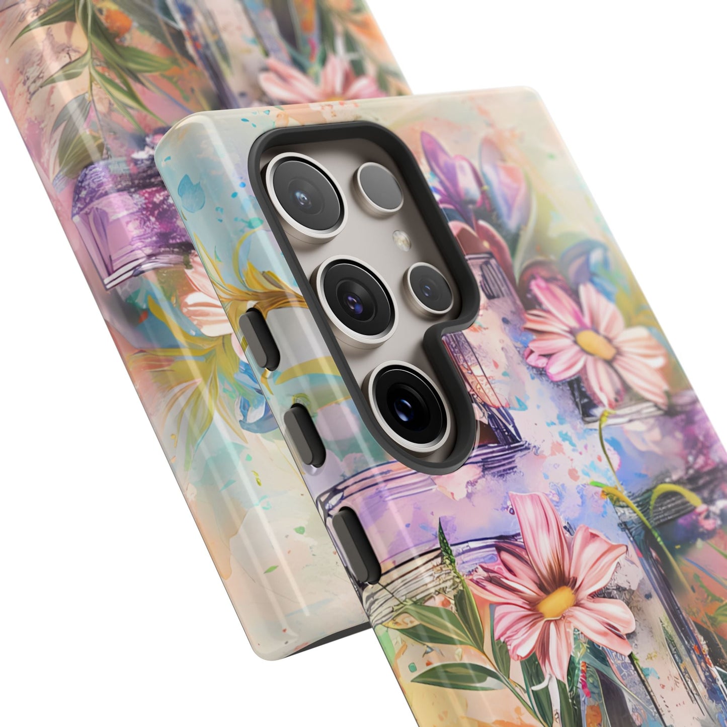 Watercolor Cross & Floral Art - Samsung Galaxy Case, Inspirational & Protective - BOGO Cases