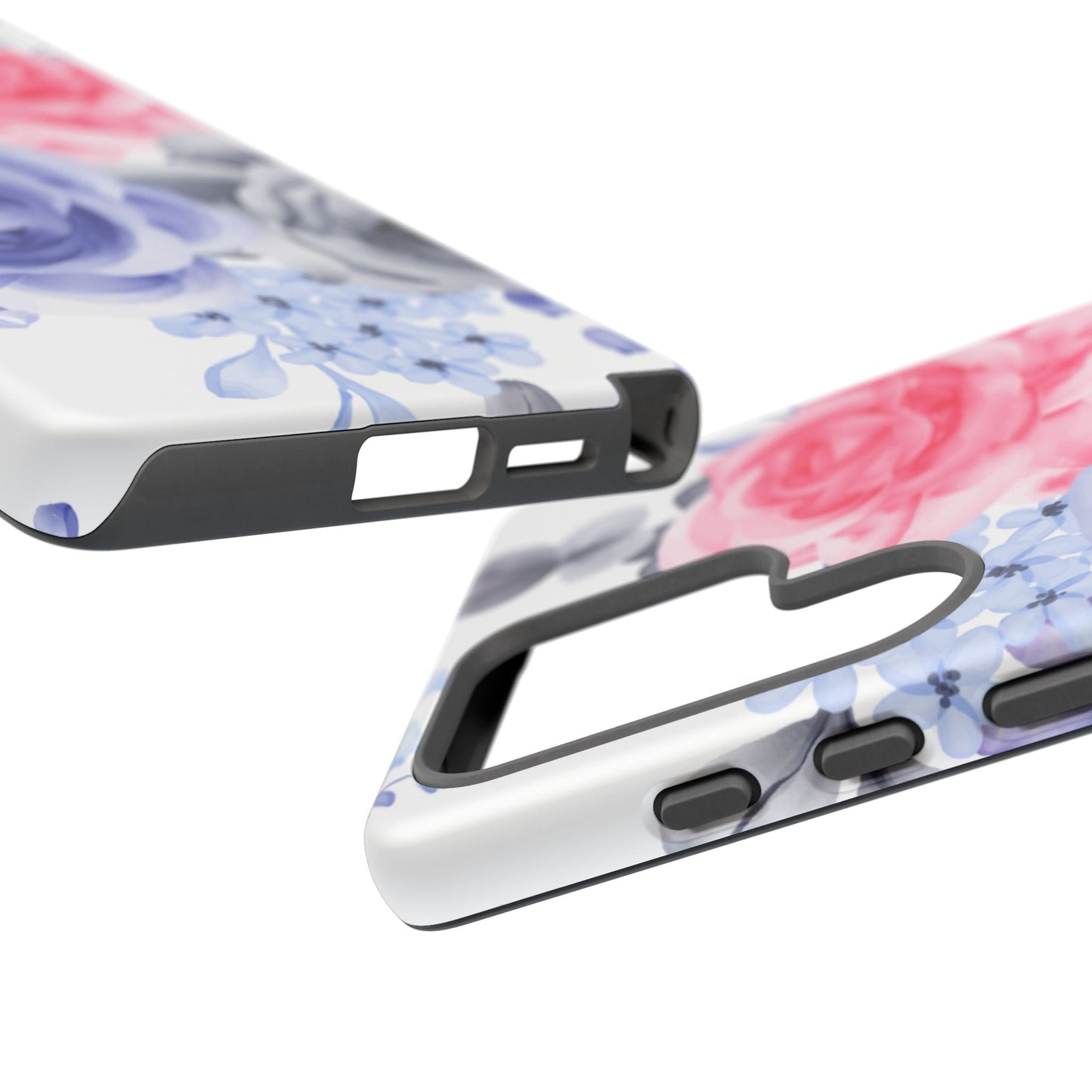 Watercolor Floral Samsung Galaxy Case – Elegant Pink, Blue & Gray Roses - BOGO Cases