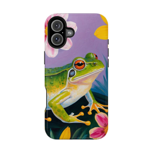 Whimsical Frog & Floral Art - MagSafe iPhone Case - BOGO Cases