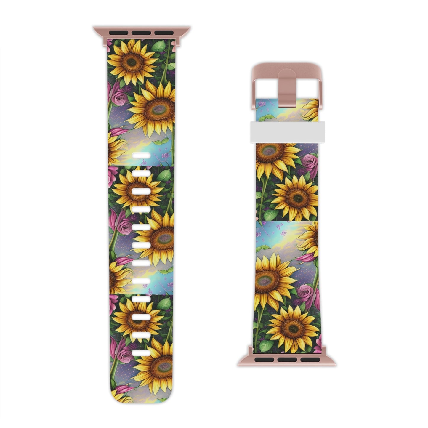  Whimsical Sunflower & Rose Garden Apple Watch Band - BOGO Cases