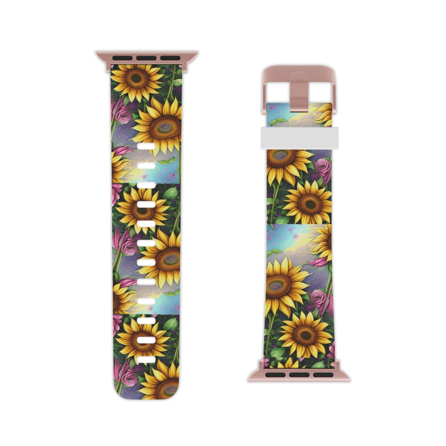  Whimsical Sunflower & Rose Garden Apple Watch Band - BOGO Cases