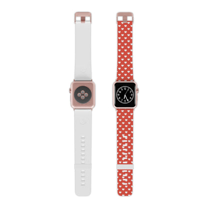 White Hearts on Red Apple Watch Band - BOGO Cases