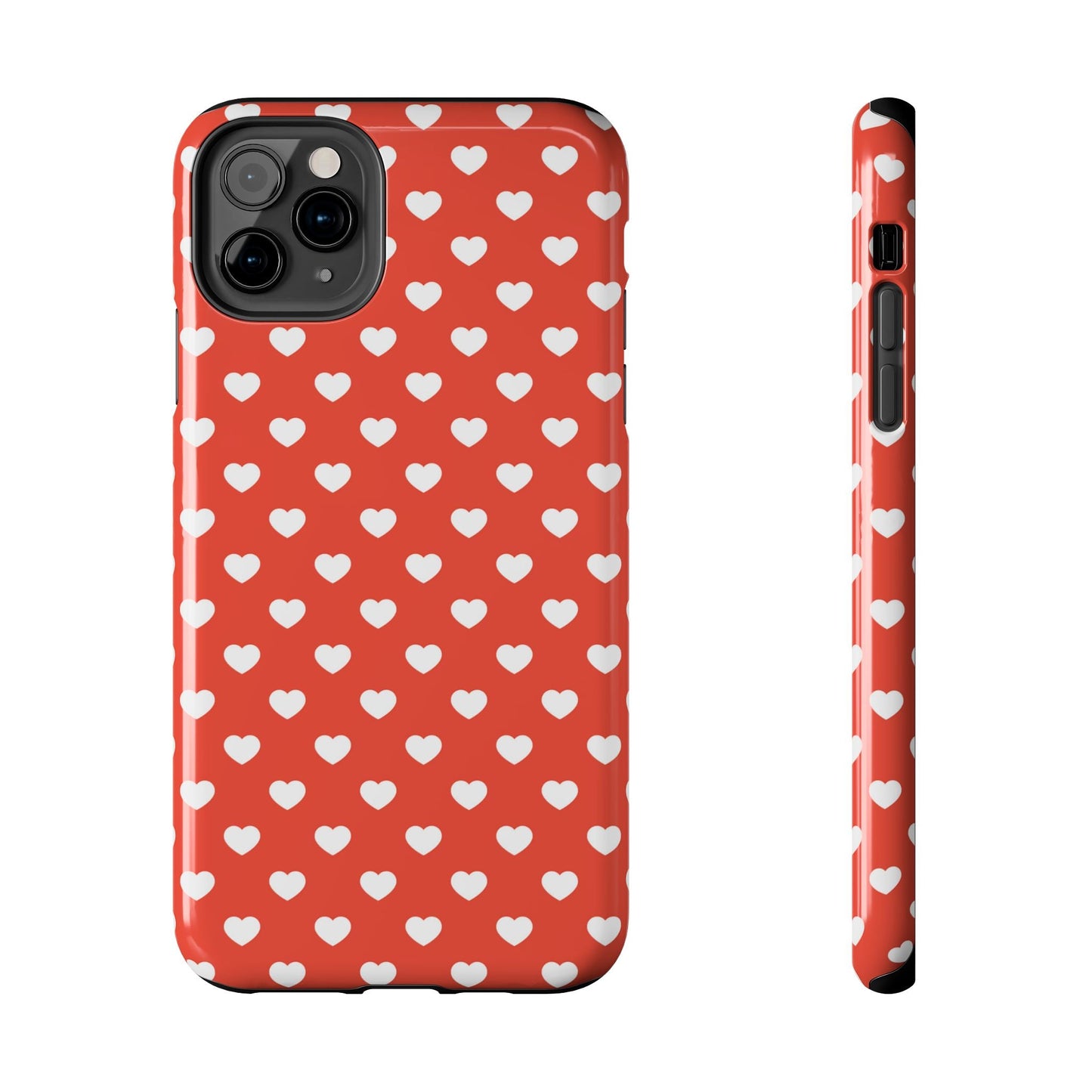 White Hearts on Red iPhone Case - BOGO Cases