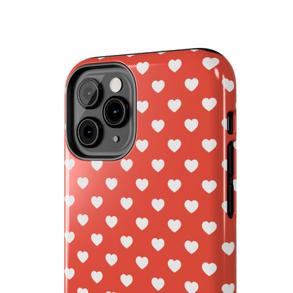White Hearts on Red iPhone Case - BOGO Cases