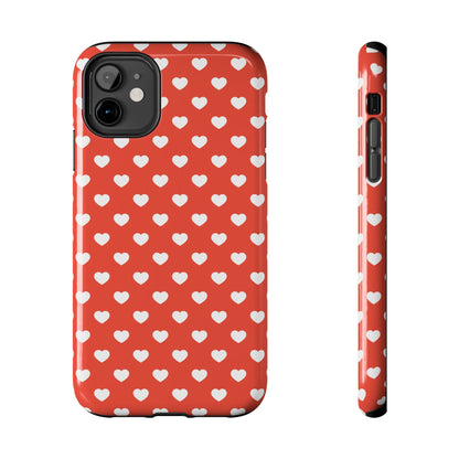 White Hearts on Red iPhone Case - BOGO Cases