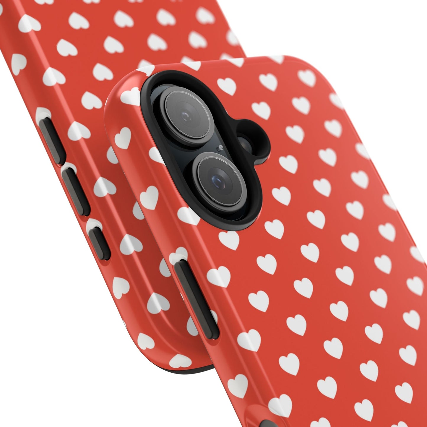 White Hearts on Red iPhone Case - BOGO Cases