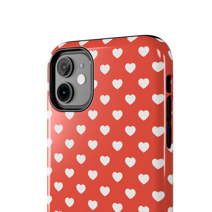 White Hearts on Red iPhone Case - BOGO Cases