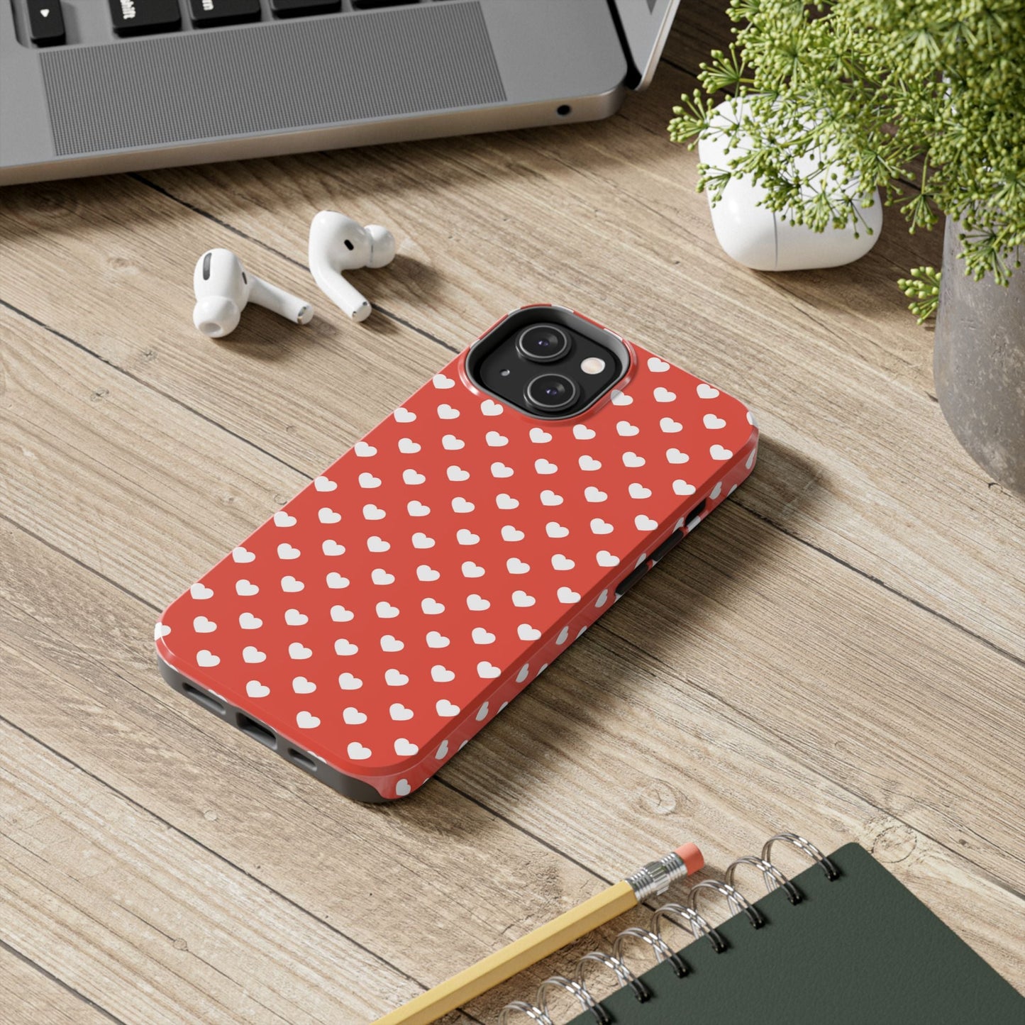 White Hearts on Red iPhone Case - BOGO Cases