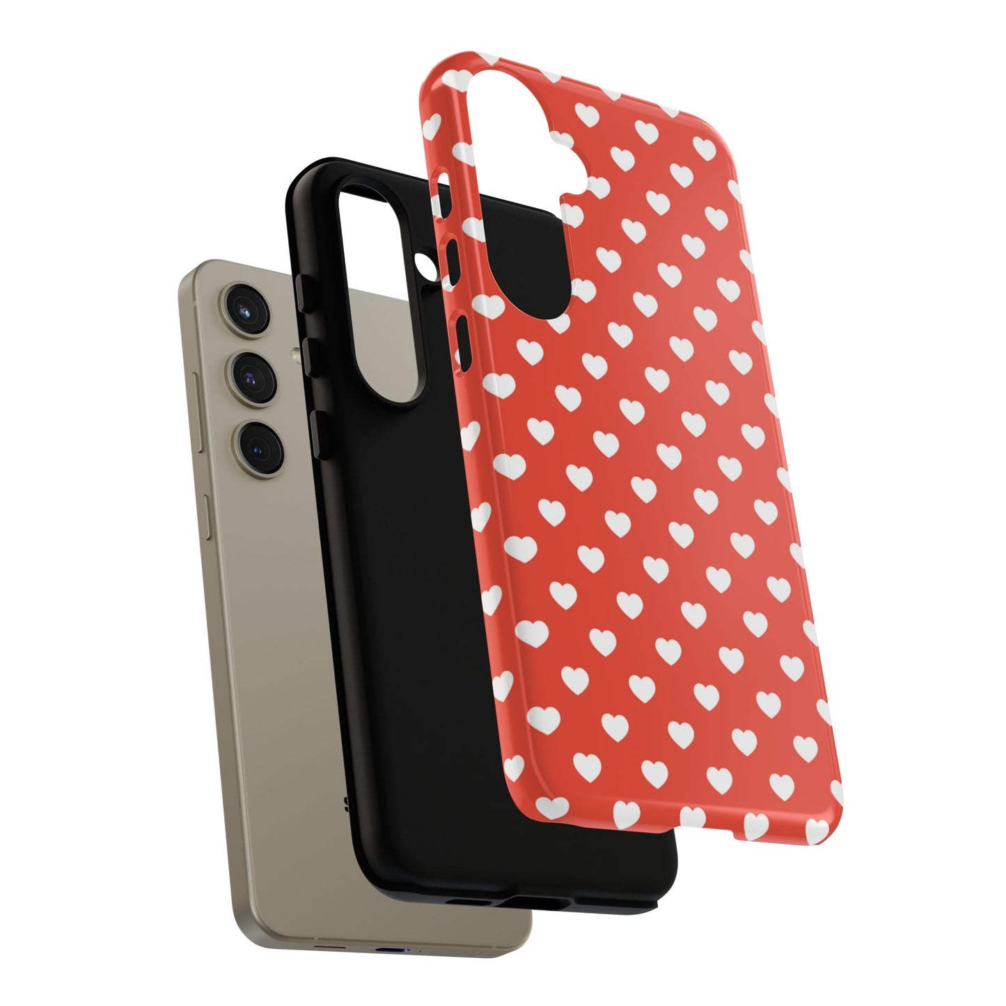 White Hearts on Red Samsung Case - BOGO Cases