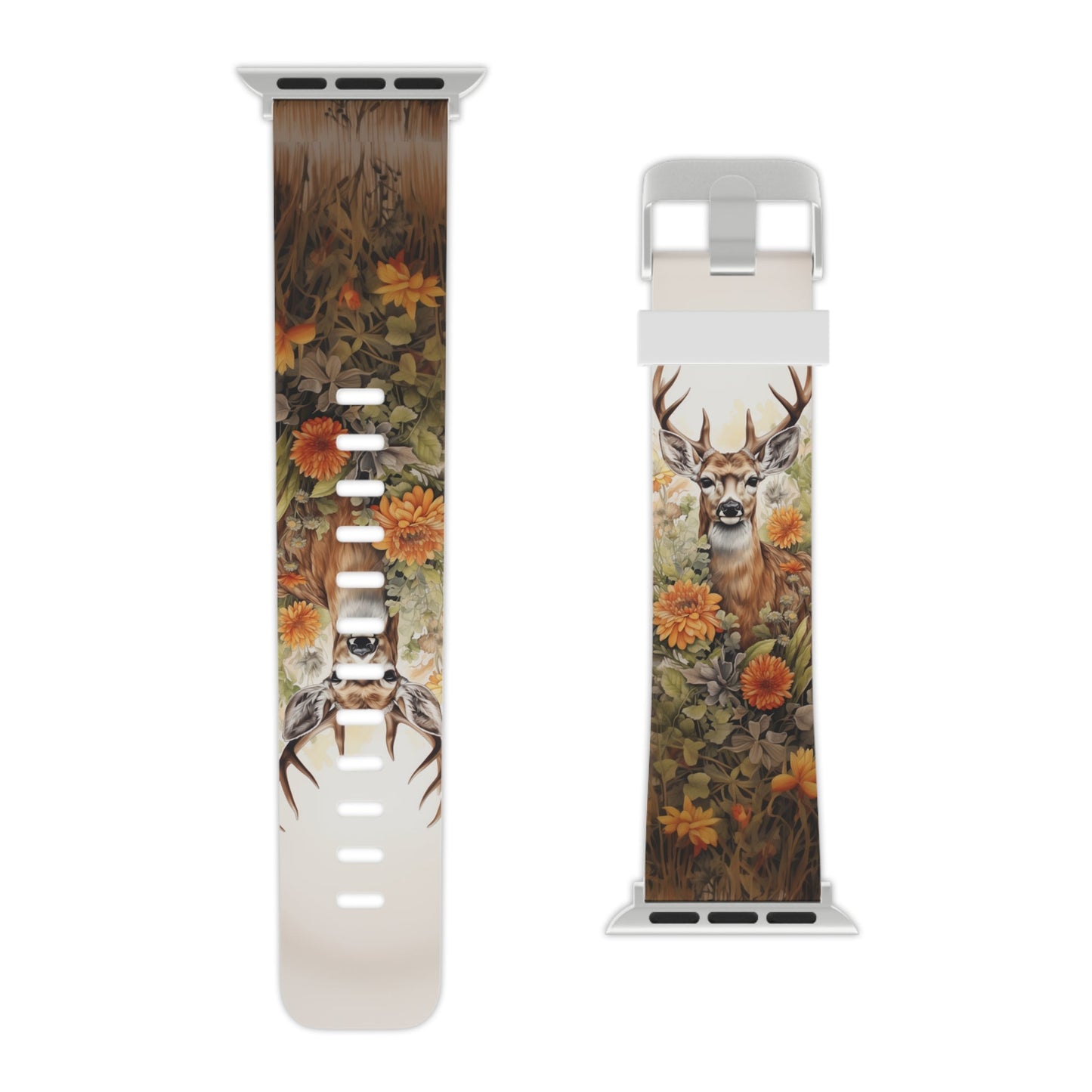 Whitetail Deer Buck Floral Apple Watch Band - BOGO Cases