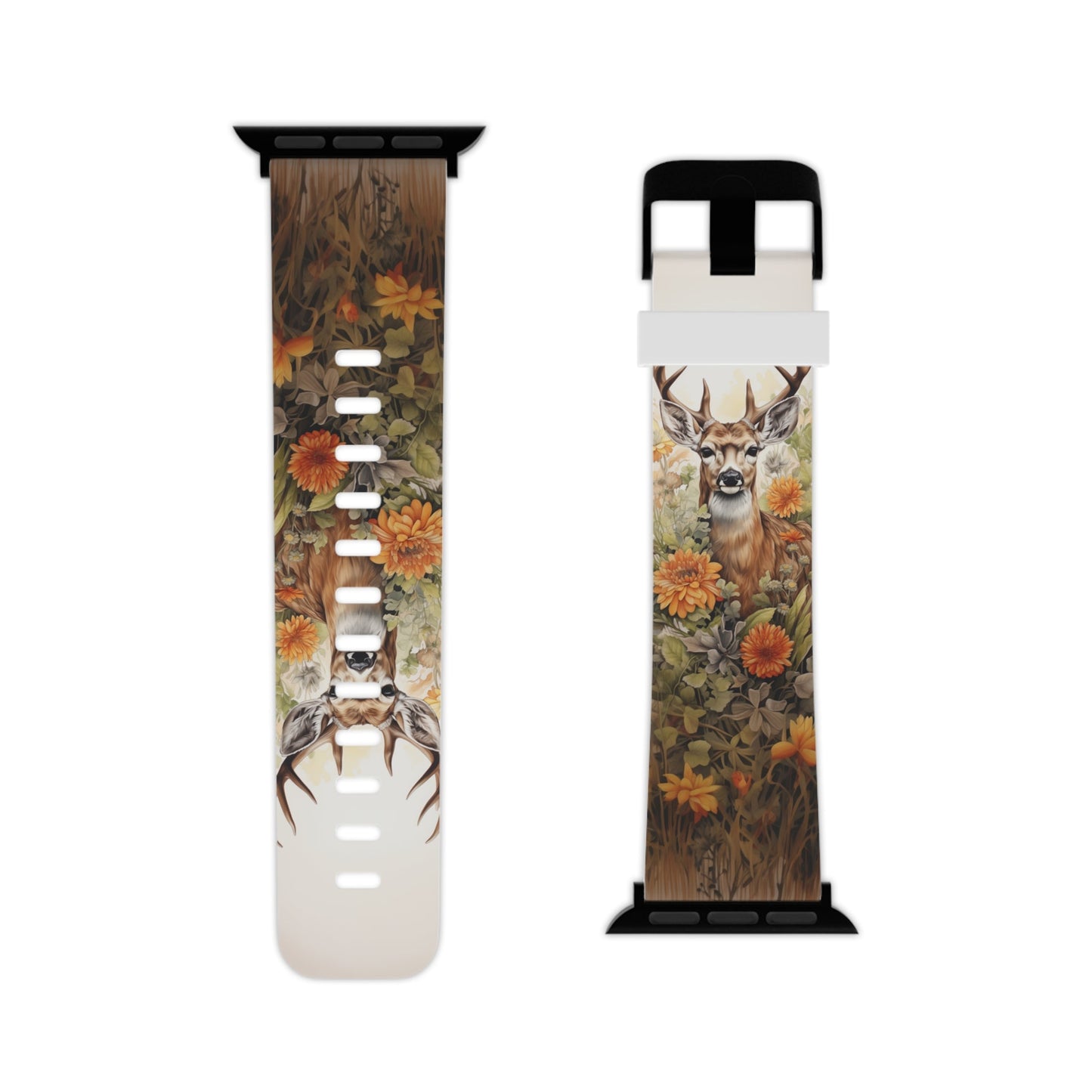 Whitetail Deer Buck Floral Apple Watch Band - BOGO Cases