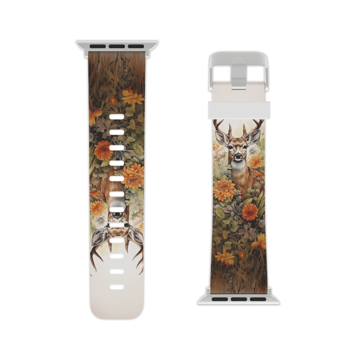 Whitetail Deer Buck Floral Apple Watch Band - BOGO Cases