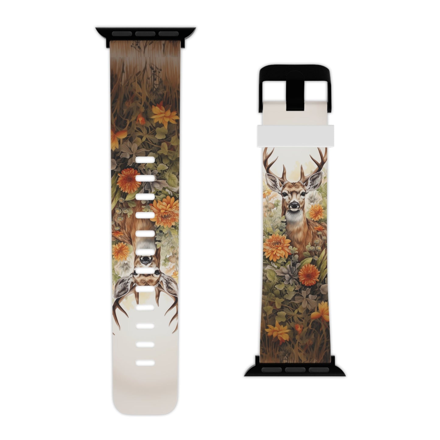 Whitetail Deer Buck Floral Apple Watch Band - BOGO Cases