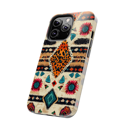 Wild Boho Leopard Print & Floral Tough iPhone Case – Eclectic Tribal Design, Dual - Layer Protection - BOGO Cases