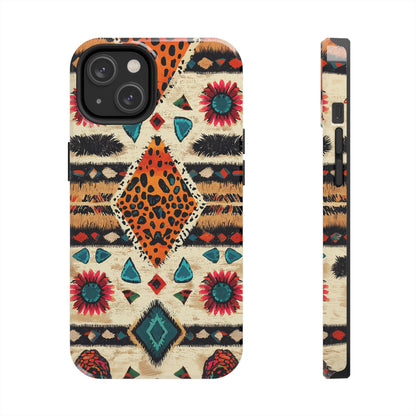 Wild Boho Leopard Print & Floral Tough iPhone Case – Eclectic Tribal Design, Dual - Layer Protection - BOGO Cases