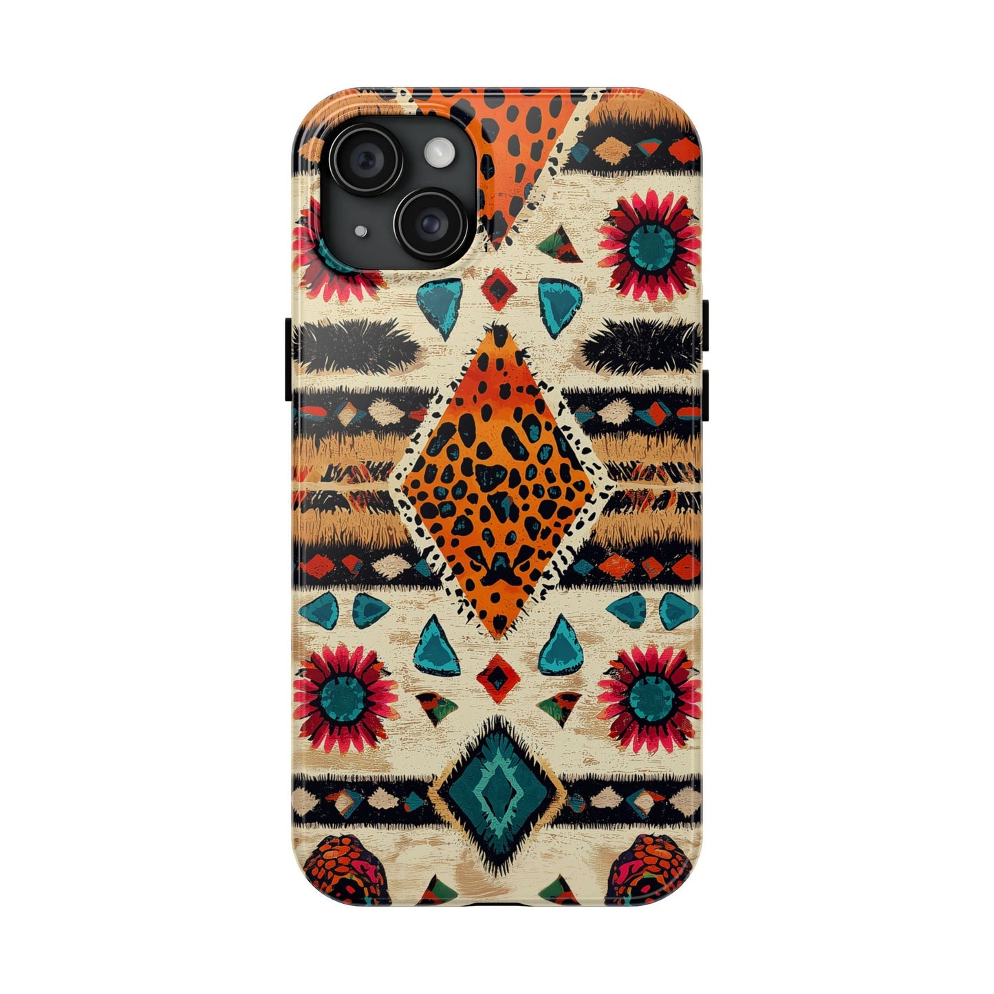 Wild Boho Leopard Print & Floral Tough iPhone Case – Eclectic Tribal Design, Dual - Layer Protection - BOGO Cases